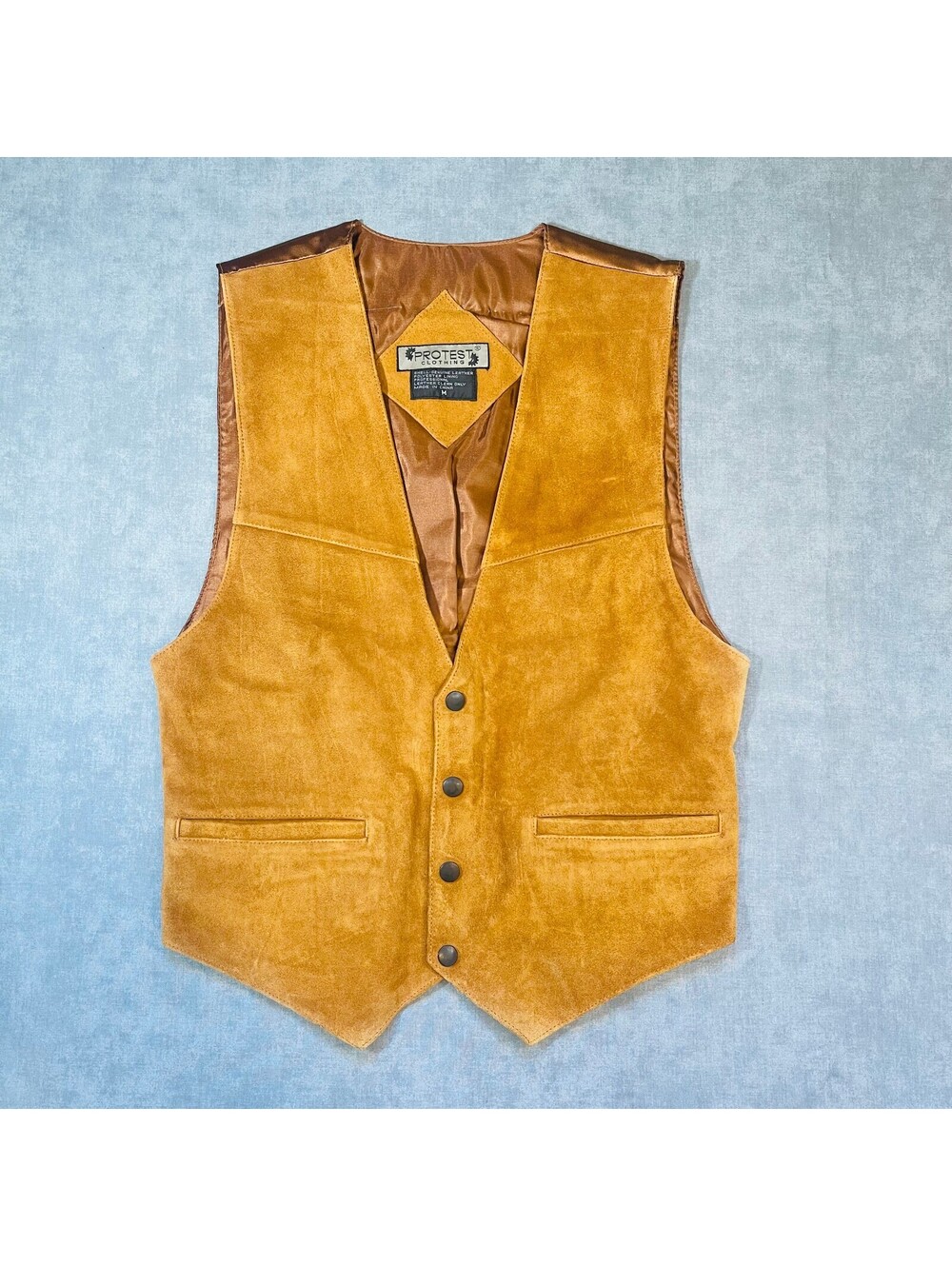 Protest Genuine Suede Leather Vest Mens M Tan Brown